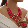 Alloy with Acrylic Barrel Beaded Multilayer Necklaces & Dangle Earrings Sets WG533CF-03-1