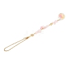 Round Glass & Natural Rose Quartz Chips Hanging Suncatchers HJEW-JM04209-03-4