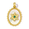 Brass Micro Pave Green Cubic Zirconia with Shell Pendants CU-OY001-52G-3