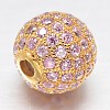 CZ Brass Micro Pave Cubic Zirconia Round Beads ZIRC-L017-10mm-16-3