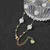 Natural White Agate Faceted Flat Round Beaded Chain Necklaces with Matte Brass Beads GG-CBA37F5-01G-02-2