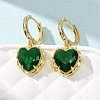 Valentine's Day Heart Brass & Glass Hoop Earrings EJEW-Z164-23G-04-2