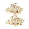 Brass Pave Clear Cubic Zirconia Elephant Links Connector Charms KK-K408-58G-1