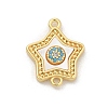 Brass Micro Pave Clear Cubic Zirconia Connector Charms KK-M303-04G-09-1