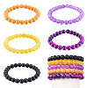5 Colors Halloween Glass Beads Beaded Stretch Bracelet Sets BJEW-TAC0026-1