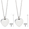 2Pcs Stainless Steel Heart Cinerary Casket Pendant Necklaces NJEW-CN0001-25-1