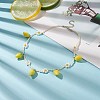 Resin Lemon Pendant Necklace with Glass Beaded Flower Chains for Women NJEW-TA00057-2