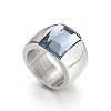 304 Stainless Steel & Glass Finger Rings FS-WGBA2F3-47-1