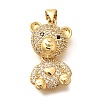 Rack Plating Brass Micro Pave Clear Cubic Zirconia Pendants KK-M309-39G-G-1