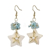 Natural Larimar & Natural Freshwater Shell & Alloy Dangle Earring for Women EJEW-JE07403-3