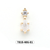 Chinese lute Shape Brass Micro Pave Clear Cubic Zirconia Nail Gems Set MRMJ-T015-40G-01-2