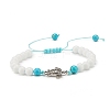 Natural Malaysia Jade & Howlite Braided Bead Bracelets Set with Alloy Tortoise BJEW-JB08065-01-1