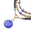 3Pcs 3 Style Lampwork Evil Eye Pendant Necklaces Set NJEW-JN04067-6