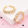 Brass Micro Pave Clear Cubic Zirconia Cuff Rings for Women KK-T074-14G-1