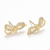 Rack Plating Brass Micro Pave Cubic Zirconia Earring Findings KK-C237-07G-1