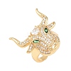 Brass Micro Pave Cubic Zirconia Cuff Open Rings CU-Z002-01G-4
