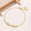 Brass Pave Clear Cubic Zirconia Flower Link Bracelets KK-CBA6980-24G-1