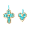 2Pcs 2 Styles Glass Seed Beaded Pendants PALLOY-MZ00883-01-1