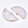 Electroplate Natural Quartz Crystal Semi Circle Pendants G-S344-43F-2