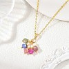 Natural Multicolor Tourmaline Dice Tassel Pendant Brass Cable Chain Necklaces with Natural Pearl for Women NJEW-JN06472-1
