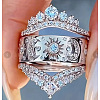 3Pcs Brass Micro Pave Clear Cubic Zirconia Finger Rings for Women FS-WGDAF26-09-1
