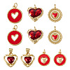10Pcs 5 Styles Heart Theme Brass Enamel Pendants KK-TA0008-88-2