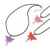 3Pcs 3 Colors Glass Seed Beads Beaded Butterfly Pendant Necklaces NJEW-MZ00083-3