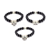 Natural Obsidian & Opalite Round Beads Energy Stretch Bracelet BJEW-JB06967-1