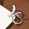 Brass Micro Pave Cubic Zirconia Cuff Open Rings RJEW-C158-03P-3