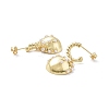 ABS Plastic Imitation Pearl Beaded Ring with Half Round Dangle Stud Earrings EJEW-F296-03G-3