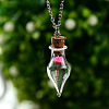 Dried Flower Inside Glass Wish Bottle Pendant Necklaces BOTT-PW0011-47C-1