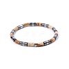 Bohemian Natural Picture Jasper & Platinum Synthetic Non-magnetic Hematite Beaded Stretch Bracelets for Women Men LS-NY1304-5-1