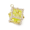 Beaded Cube Charms PALLOY-MZ00440-02-1