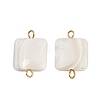 Natural Shell Square Connector Charms X1-STAS-D378-27G-1