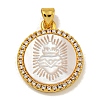 Rack Plating Brass Micro Pave Clear Cubic Zirconia Flat Round Pendants LS-KK-U025-10G-09-1