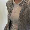 Adjustable Wood Teardrop Tassel Alloy Chain Lariat Necklaces for Women WGF9A15-03-2