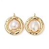 Brass Pave Natural Freshwater Pearl Pendants KK-U045-17G-1