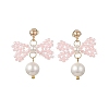 Glass Seed Bead and Shell Pearl Bead Dangle Earrings EJEW-MZ00766-4