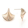 Brass Micro Pave Cubic Zirconia Ear Studs EJEW-P268-04G-3