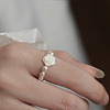 Flower Shell Pearl with Natural Freshwater Pearl Rice Beaded Finger Rings for Women FS-WGB4426-01-2