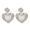 Rack Plating Heart Brass Dangle Stud Earrings EJEW-H143-16P-4