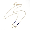 304 Stainless Steel & Blue Glass Beads Pendant Necklaces for Women NJEW-A045-26A-G-4