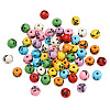 Fashewelry 80Pcs 8 Colors Printed Natural Wood Beads WOOD-FW0001-09-8