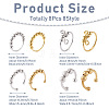 Spritewelry 8Pcs 8 Style Brass Rotating Beaded Cuff Rings RJEW-SW0001-01-2