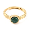 Round Natural Malachite Adjustable Rings RJEW-Q817-03G-05-2