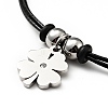 304 Stainless Steel Clover Charm Bracelet with Waxed Cord for Women BJEW-A125-28-2