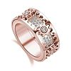 Gear Brass Micro Pave Clear Cubic Zirconia Rotatable Finger Rings FS-WGBD3BF-24-1
