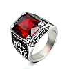 316L Stainless Steel & Cubic Zirconia Men's Vintage Carved Finger Rings FS-WG82D33-02-2