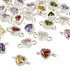 28Pcs 7 Colors Brass Pave Cubic Zirconia Heart Links Connector Charms KK-TA0003-47-3