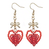 Handmade Glass Seed Beads Heart Dangle Earrings EJEW-MZ00577-05-2
